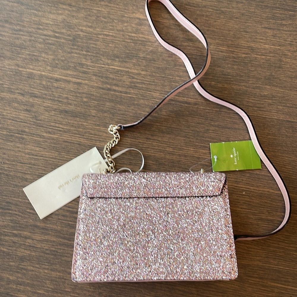 KATE SPADE SUNSET LANE CROSSBODY BAG Rosegold Glitter New with Tags Gift Idea - Picture 7 of 16